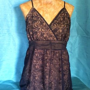 WHBM blk and nude cami top